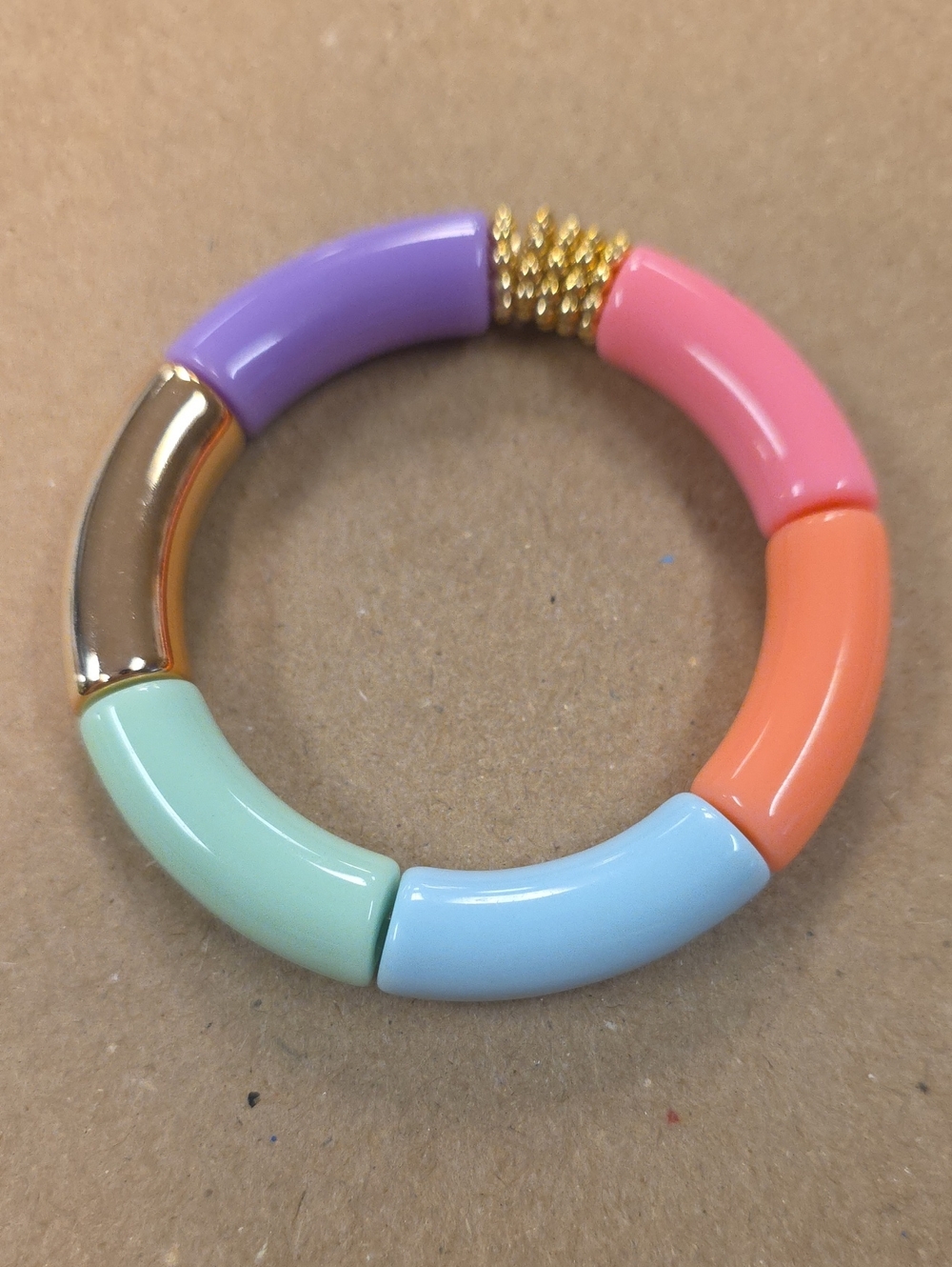 Colorblock Pastel Stretch Bracelet - Gold Accent